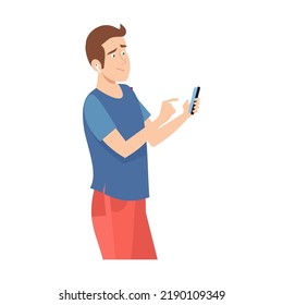 Young guy relaxing and listening music in headphones. Spiritual sound therapy flat vector illustration. Lifestyle and technology