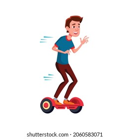 un chico joven monta una tabla de planchar en el vector de dibujos animados del parque. un chico joven monta a bordo en el personaje del parque. ilustración de dibujos animados planos aislados