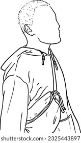 a young guy with short hair in a jacket doodle linear cartoon coloring
