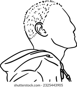 a young guy with short hair in a jacket doodle linear cartoon coloring