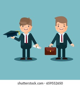 Young guy is a student. A young specialist or manager, a businessman. Vector flat simple picture