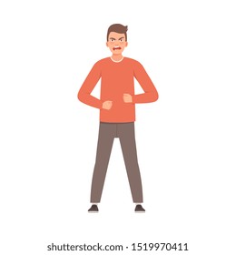 Young guy is very angry. Vector illustration in cartoon style.
