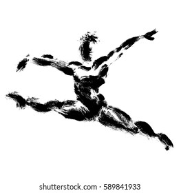 Young Gymnast, made in a grunge technique. 