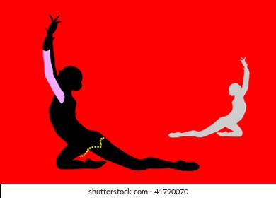 Young gymnast silhouette - vector