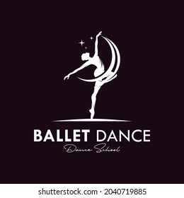 Young gymnast woman dance with ribbon logo