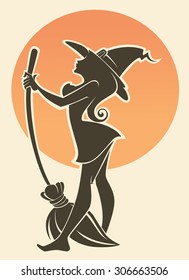 Young Halloween witch, invitation, poster