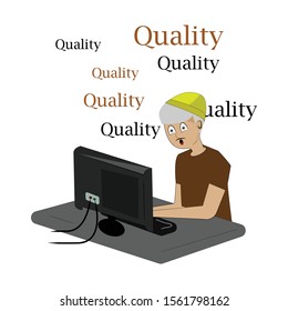 a young handsome freelancer is prioritizing quality as a distribution of shutterstock.