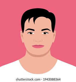 Young handsome man of Asian nationality. Social media avatar. Vector flat illustration.