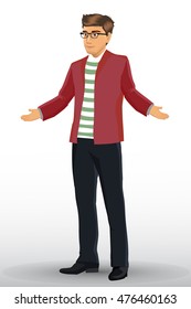 young handsome man in casual clothes. Vector illustration