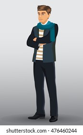 young handsome man in casual clothes. Vector illustration