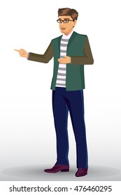 young handsome man in casual clothes. Vector illustration