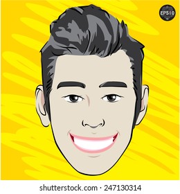 Young handsome man with great smile, Vector