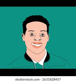 Jovem bonito homem vestindo camisa verde vetor ilustração.