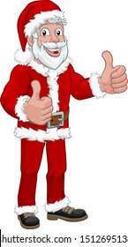 Young handsome Santa Claus Christmas cartoon character standing giving a double thumbs up