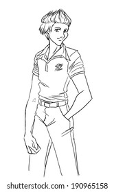 Young handsome young trendy guy in t-shirt and jeans/ Stylish man