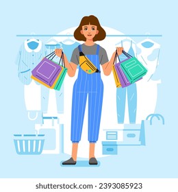 Young happiness joyful shopaholic stylish fashionable woman girl female at retail mall store carrying shopping bags