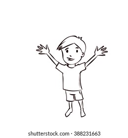Young happy boy. Hand drawn cartoon vector illustration.