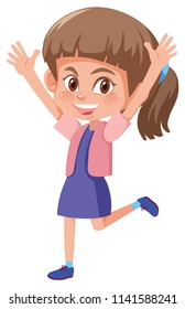 Young happy brunette girl illustration