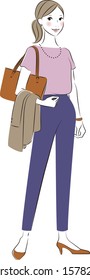 Young happy business woman standing