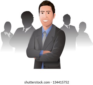 Young happy businessman illustration
