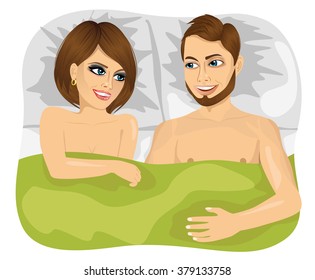 young happy couple in bed