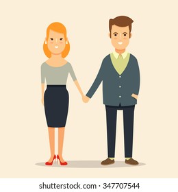 Young Happy Couple. Colorful Vector Illustration