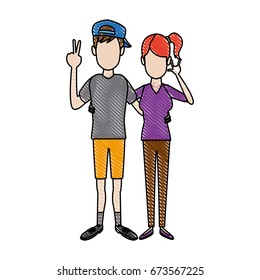 young happy couple parent or couple gesturing with blissful smile