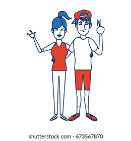 young happy couple parent or couple gesturing with blissful smile