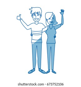 young happy couple parent or couple gesturing with blissful smile