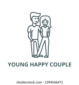 Young happy couple vector line icon, linear concept, outline sign, symbol