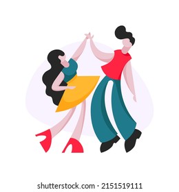 Young happy dancers flat design illustration