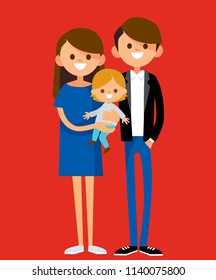 
Young happy family with a little child.