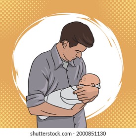 Padre Con Bebe En Brazos Ilustraciones Imagenes Y Vectores De Stock Shutterstock