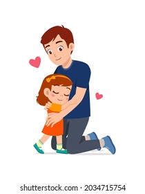 Young Happy Father Hug Cute Little Stock Vector (Royalty Free ...