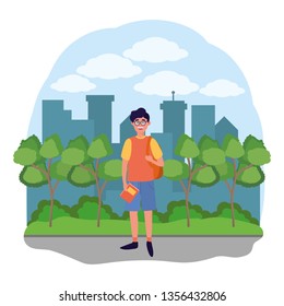 young happy man cartoon