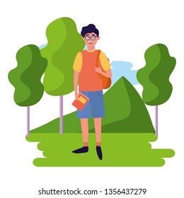 young happy man cartoon