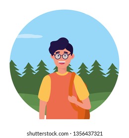 young happy man cartoon