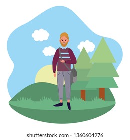 young happy man cartoon