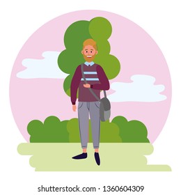 young happy man cartoon