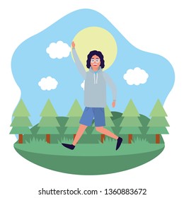 young happy man cartoon
