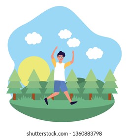 young happy man cartoon