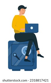 joven feliz trabajando en un seguro
