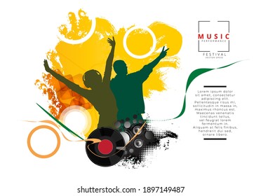 Young happy people are dancing. Nightlife and music festival concept. Vector