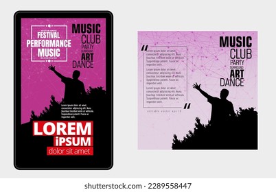 Young happy people are dancing. Nightlife and music festival concept. Vector