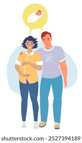 Jovem feliz gravidez casal desenho animado vetor ilustração