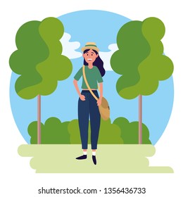 young happy woman cartoon