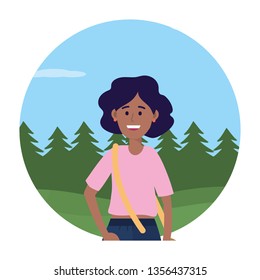 young happy woman cartoon