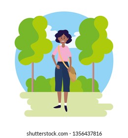 young happy woman cartoon