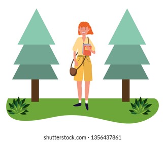 young happy woman cartoon