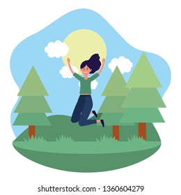 young happy woman cartoon